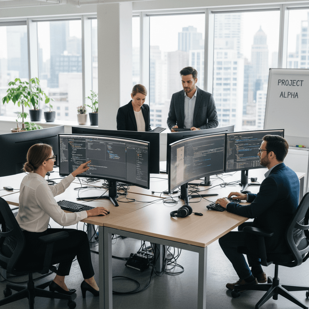 ClarityForge IT team working on data management solutions